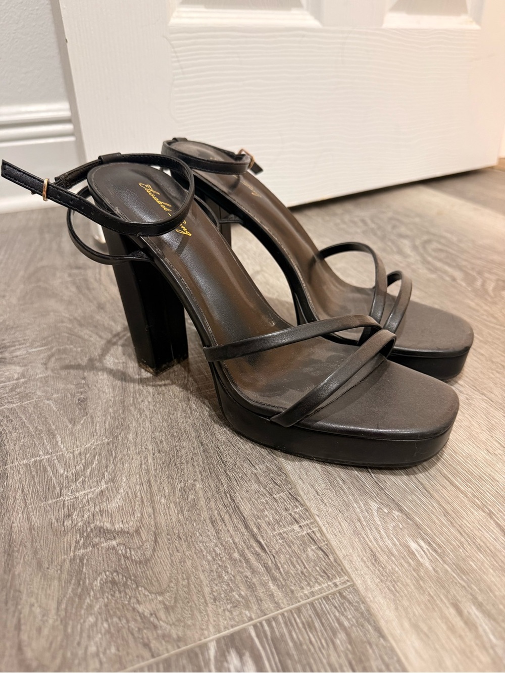 Amazon Black Strappy Platform Block Heels